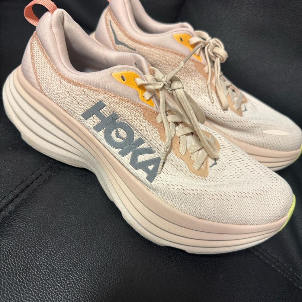 Hoka Women's Cream and Gold Athletic Shoes - Picture 2 of 7